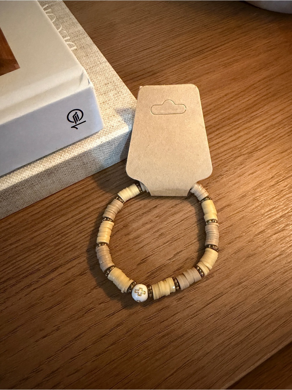Cross Clay Beaded Stretch Bracelet